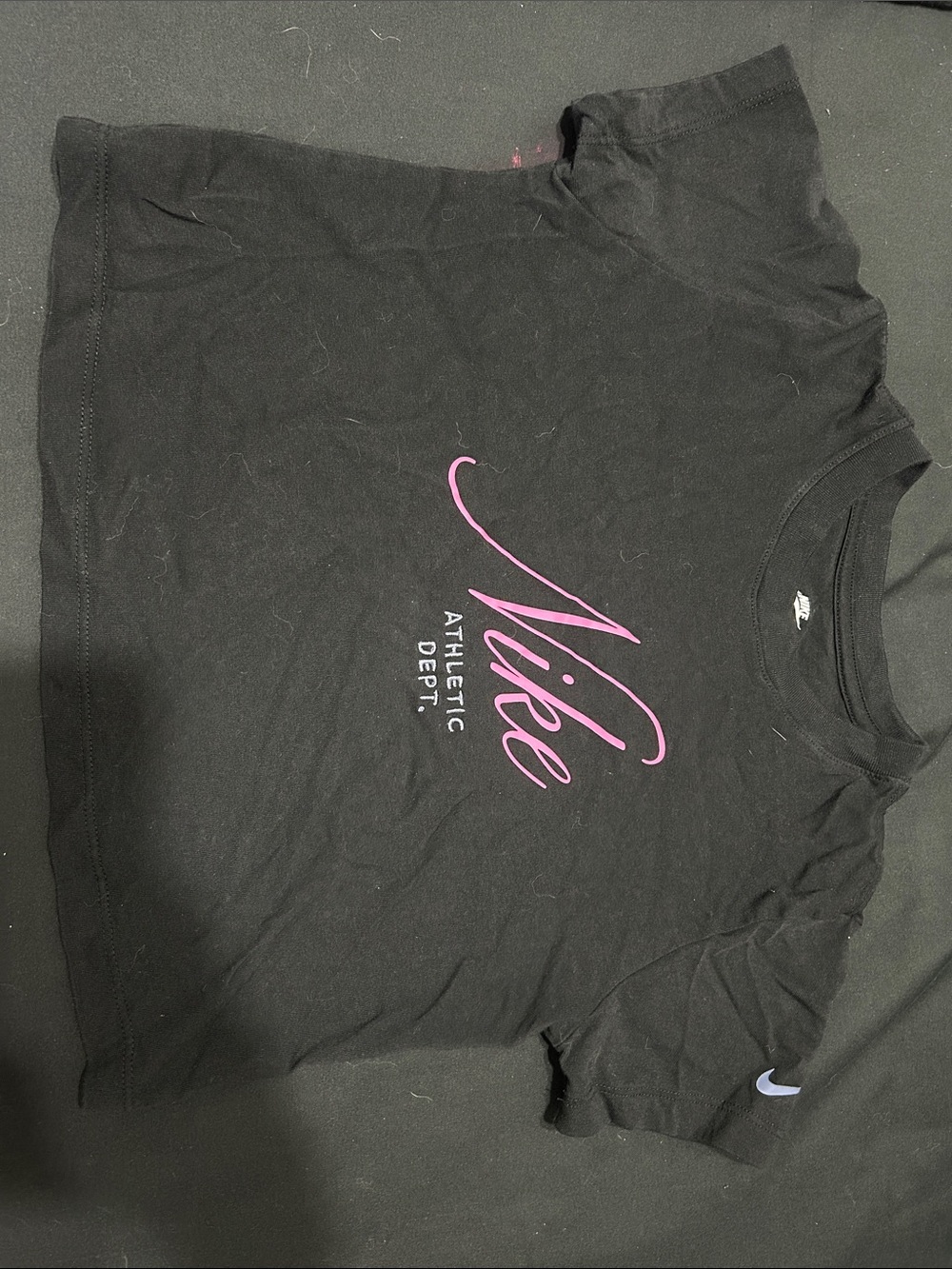 Nike Black Tee with Pink Script Logo